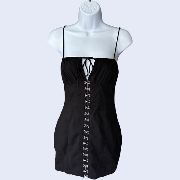 Superdown Hook Front Corset Mini Dress Black Bodycon XXS Y2K Trend - Picture 1 of 6
